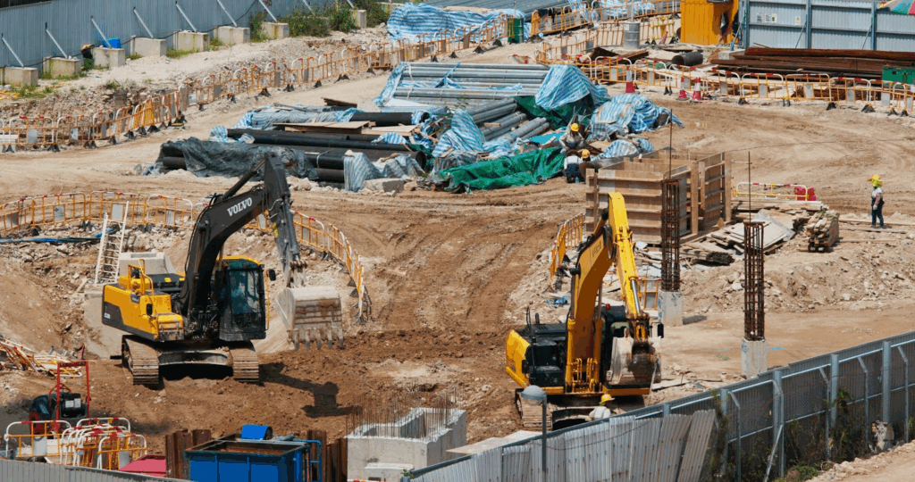 Overhead view of a construction site.