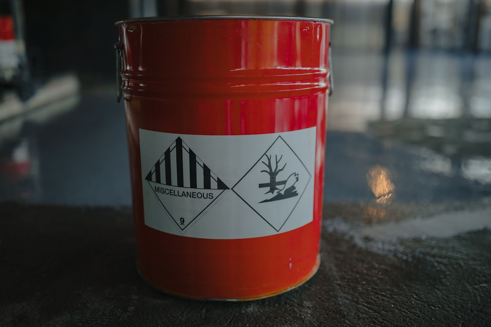 Bucket of hazardous waste. 
